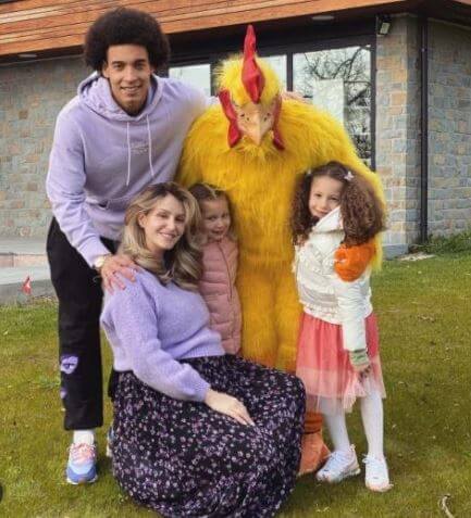 Rafaella Szabo Witsel flaunting her baby bump with her two daughters and husband Axel Witsel.